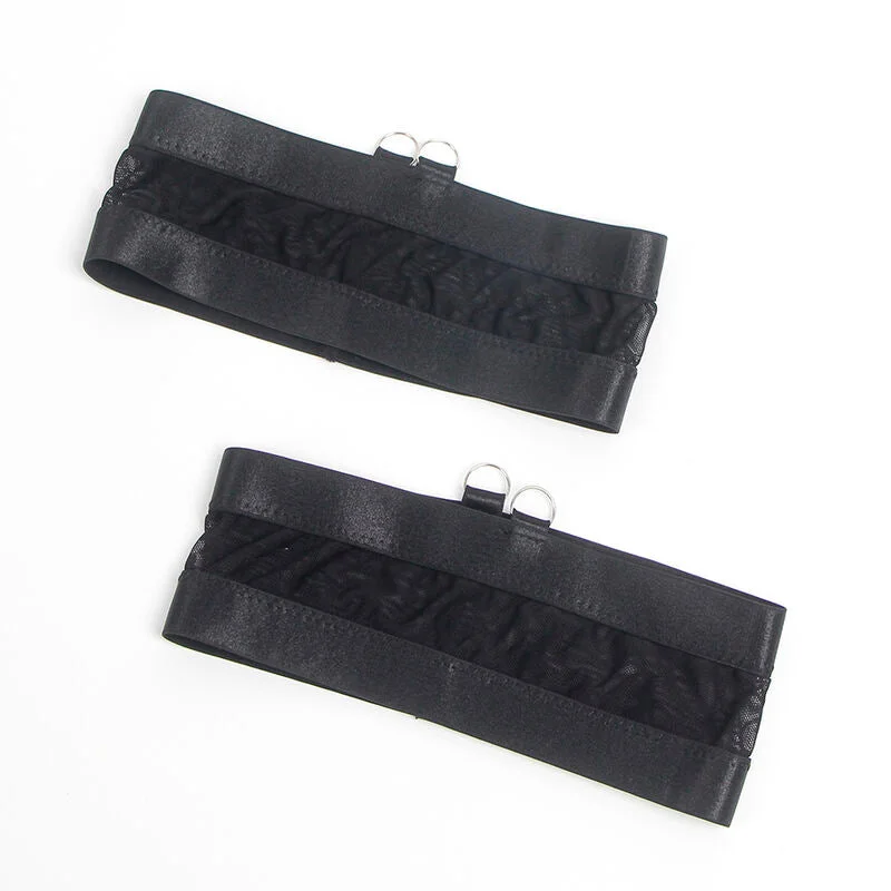 SUBBLIME - 955243 SCHWARZER BONDAGE-BH MIT STRUMPFBAND-SET L/XL