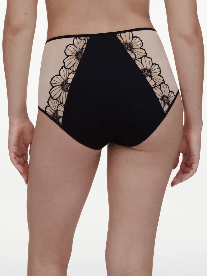 Chantelle - Lush High-Waisted Full Brief Schwarz / Zartrosa