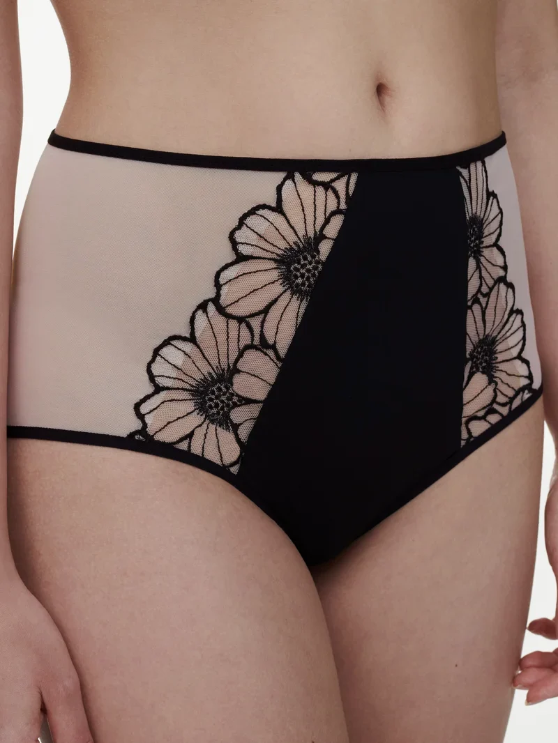 Chantelle - Lush High-Waisted Full Brief Schwarz / Zartrosa