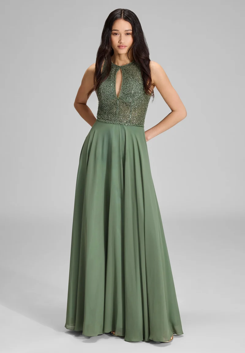 Abendkleid mit Stickerei und Cut-Out Detail