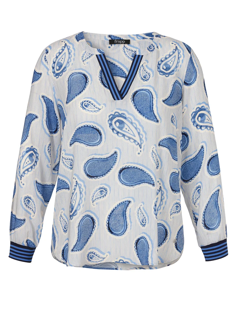 Bluse V-Ausschnitt 1/1 Arm Druck