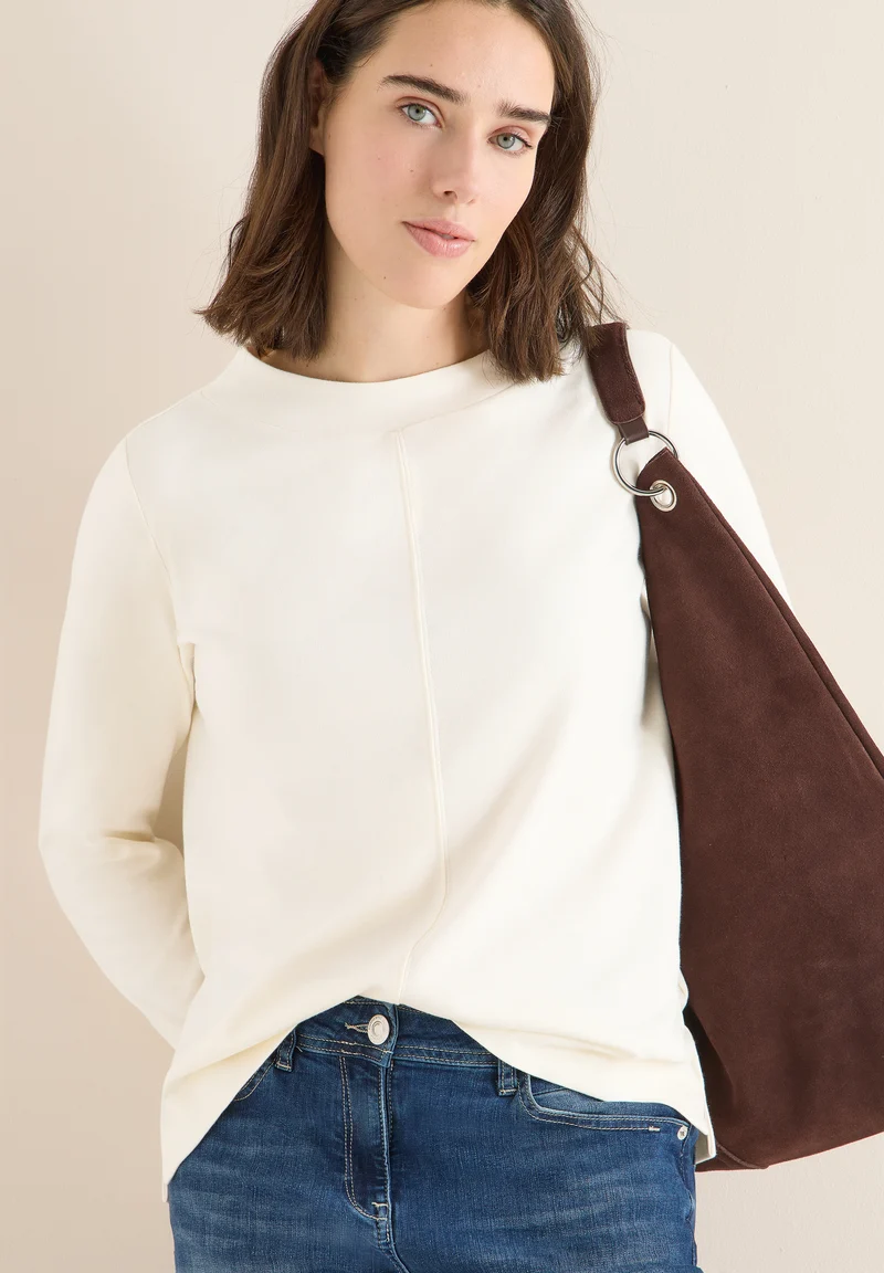 Funnelneck Shirt in Unifarbe