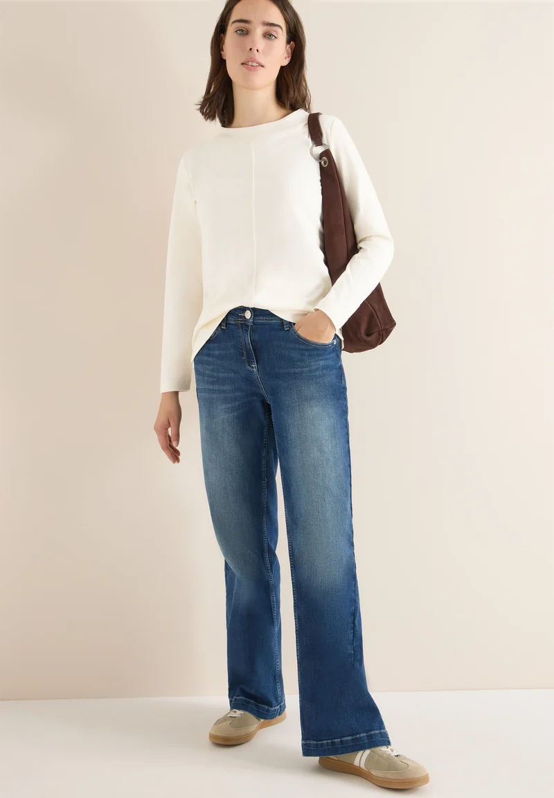 Funnelneck Shirt in Unifarbe