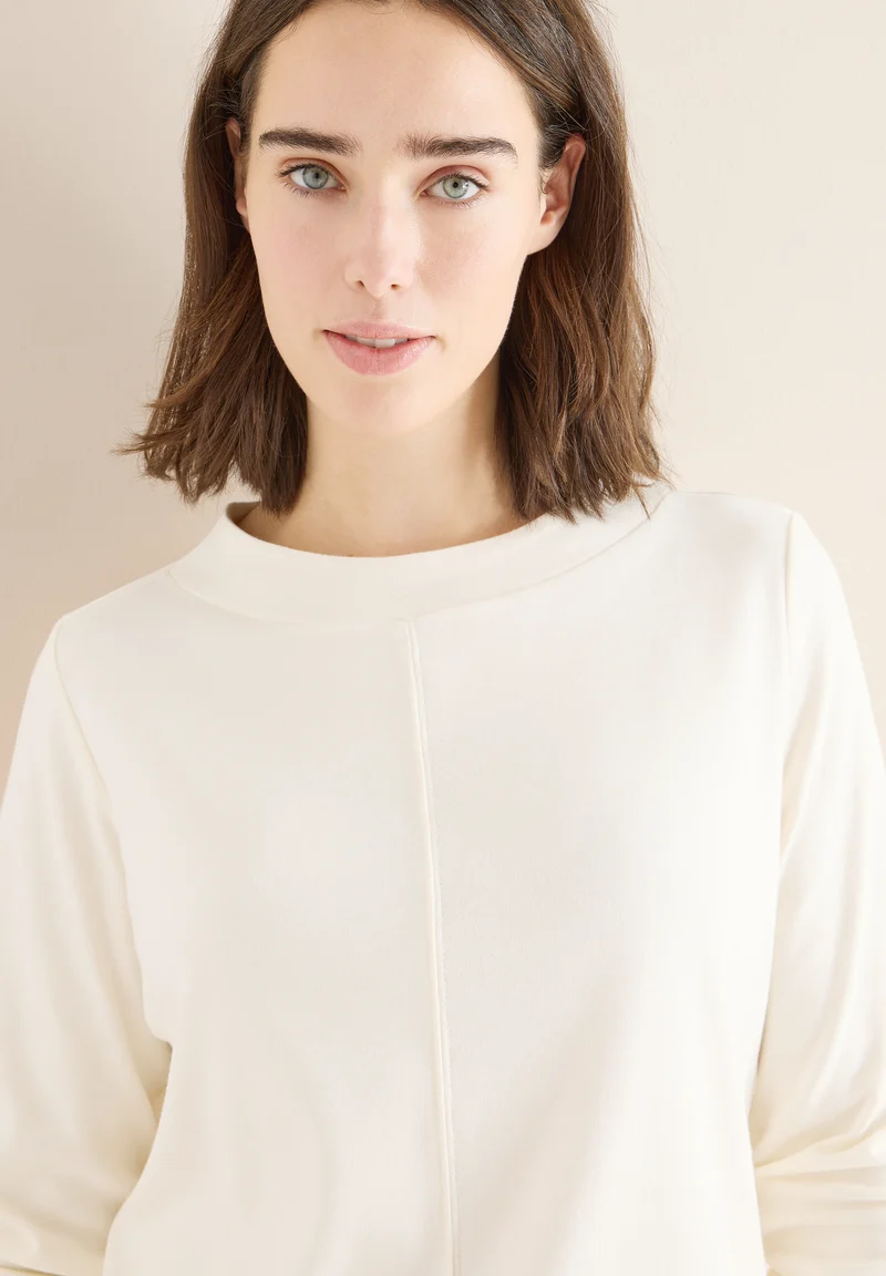 Funnelneck Shirt in Unifarbe