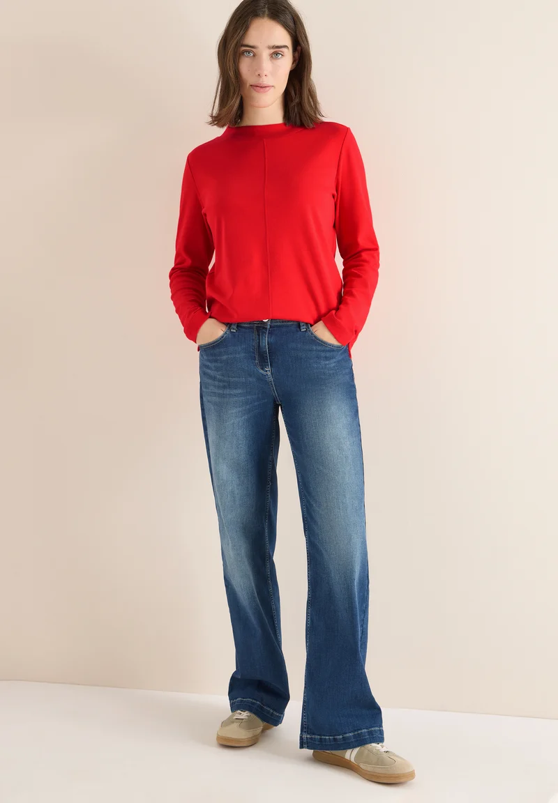 Funnelneck Shirt in Unifarbe