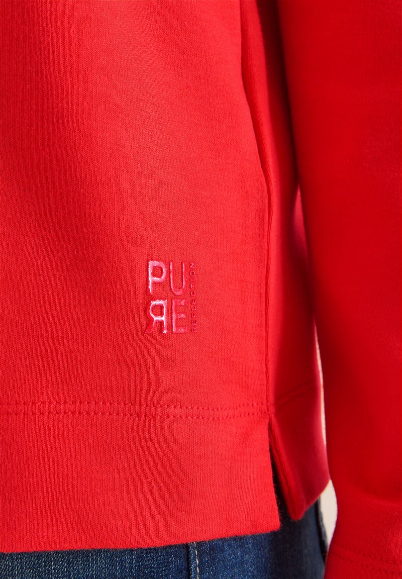 Funnelneck Shirt in Unifarbe