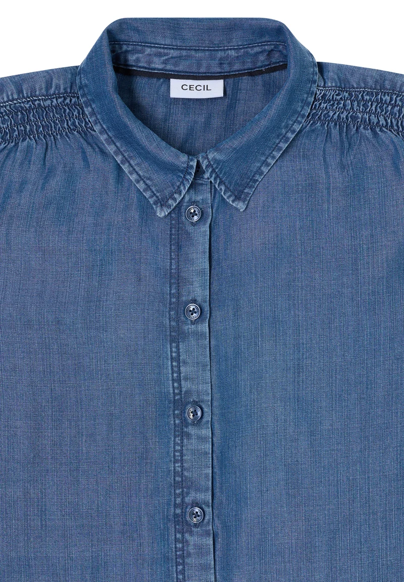 Lyocellbluse mit Smockdetail