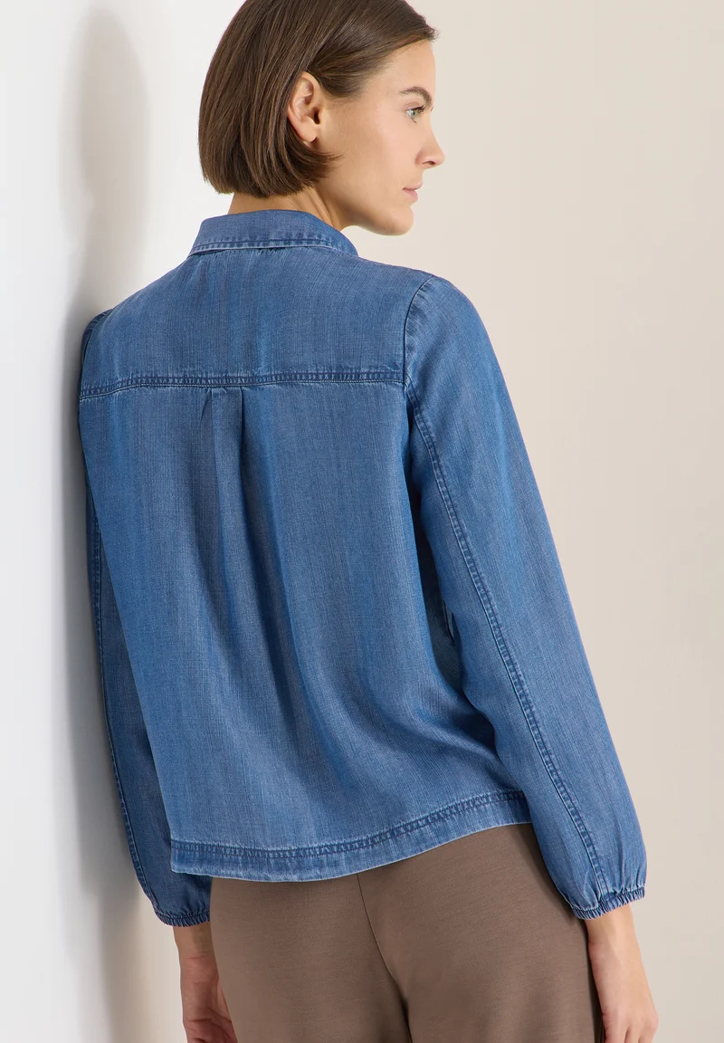 Lyocellbluse mit Smockdetail