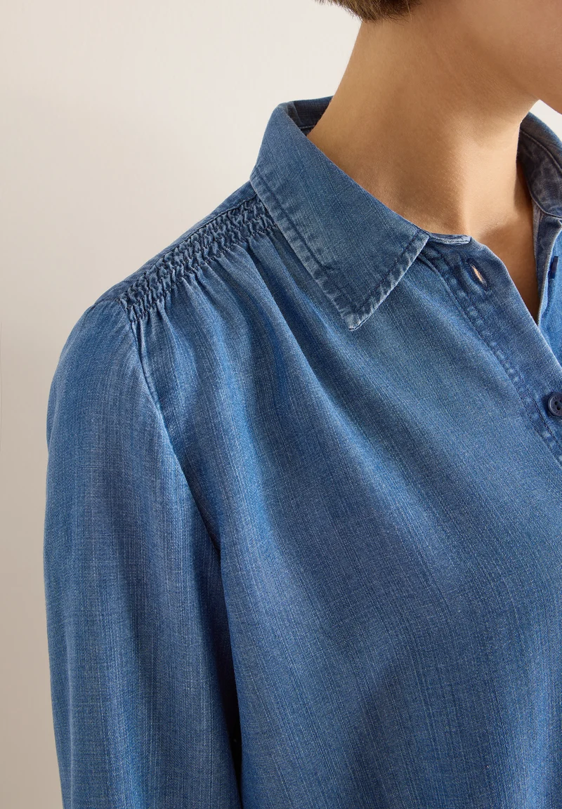 Lyocellbluse mit Smockdetail