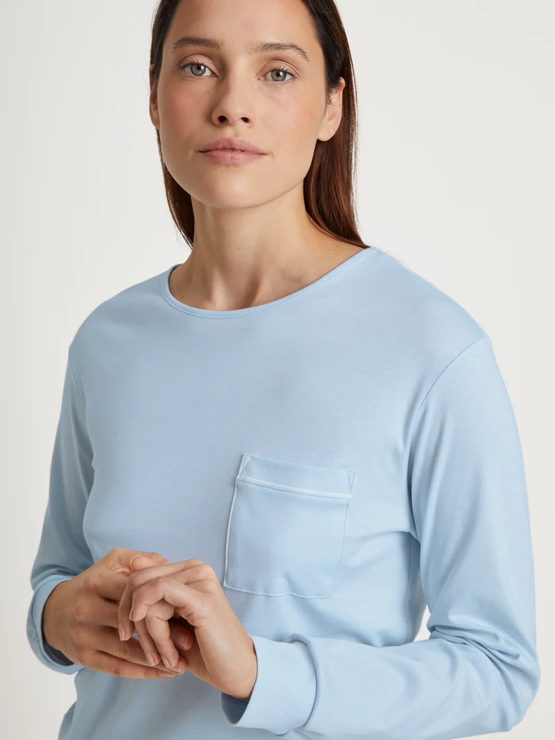 DAMEN Pyjama mit Bündchen, arctic ice