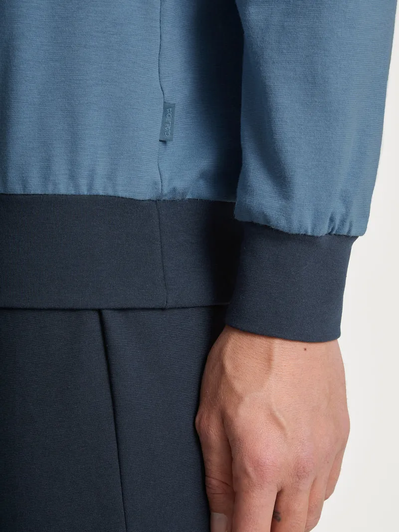 HERREN Pyjama mit Bündchen, coronet blue
