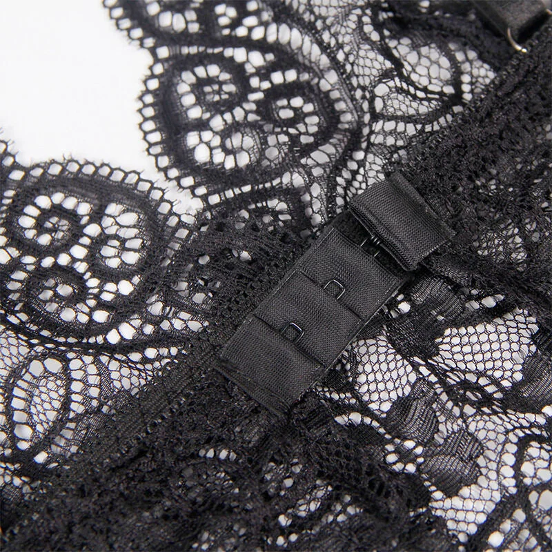SUBBLIME - 953911 NACHTHEMD + HÖSCHEN AUS SEIDE UND SPITZE SCHWARZ S/M