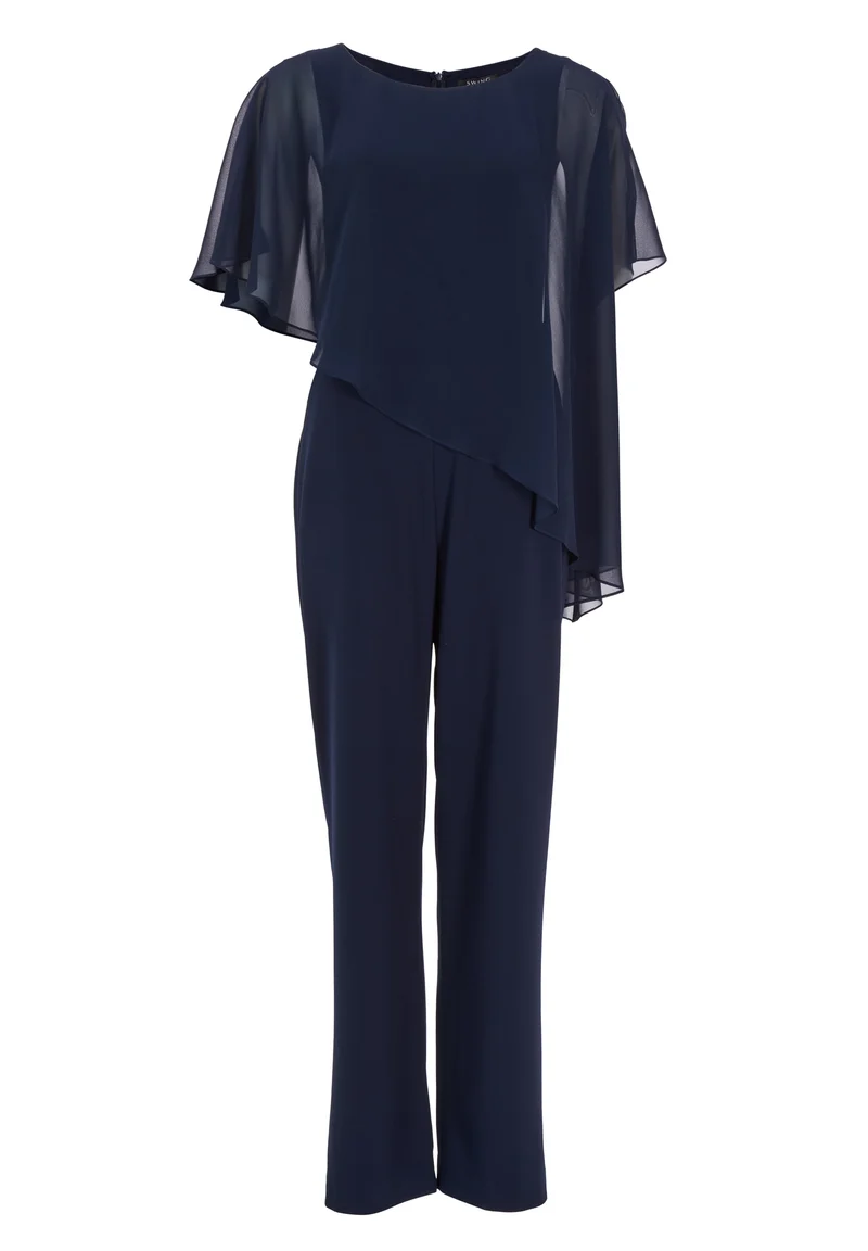 Jumpsuit aus Crepe Jersey mit Chiffon Überwurf