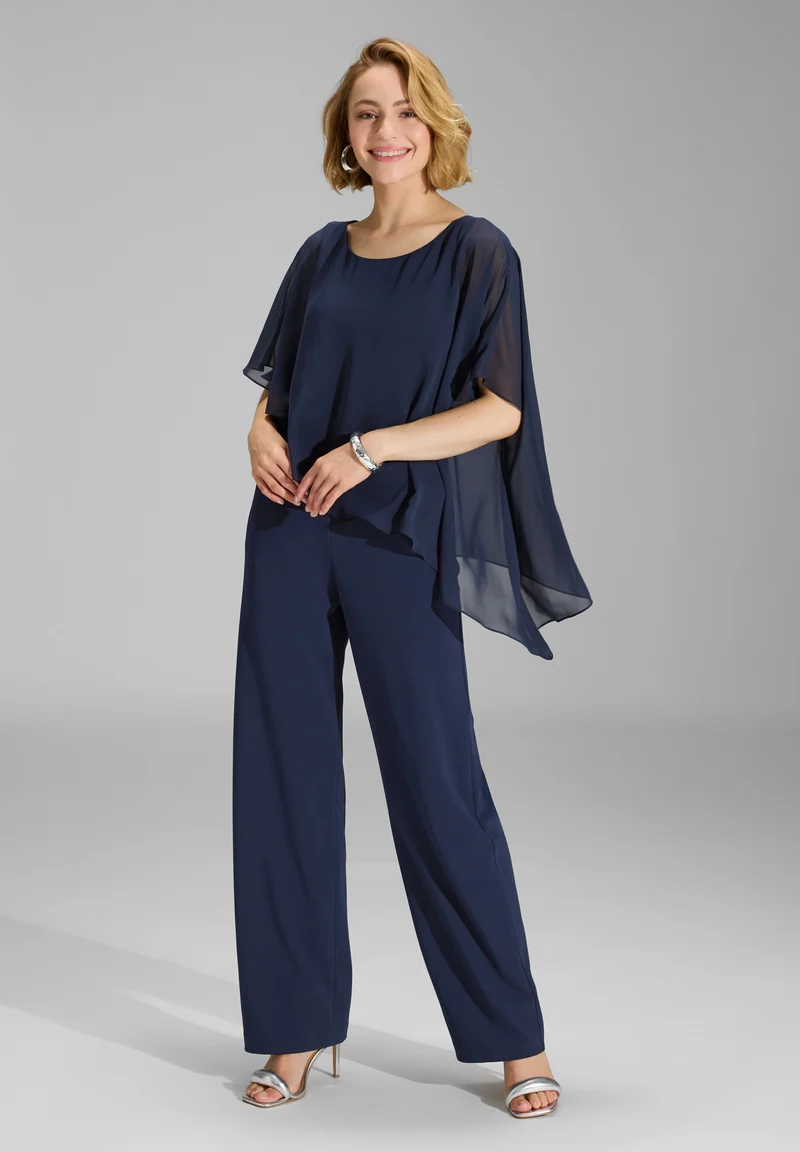 Jumpsuit aus Crepe Jersey mit Chiffon Überwurf