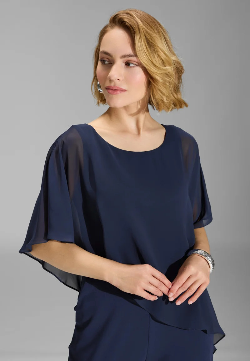 Jumpsuit aus Crepe Jersey mit Chiffon Überwurf