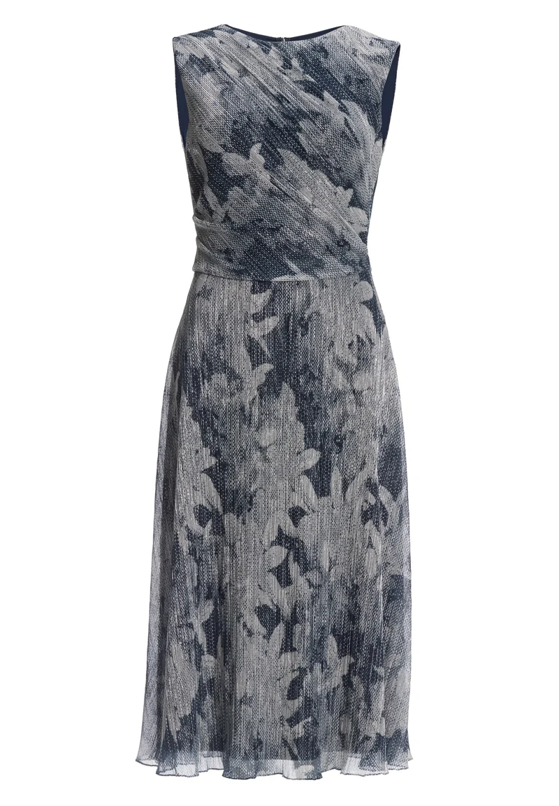 Plissiertes Kleid mit Metallicfäden