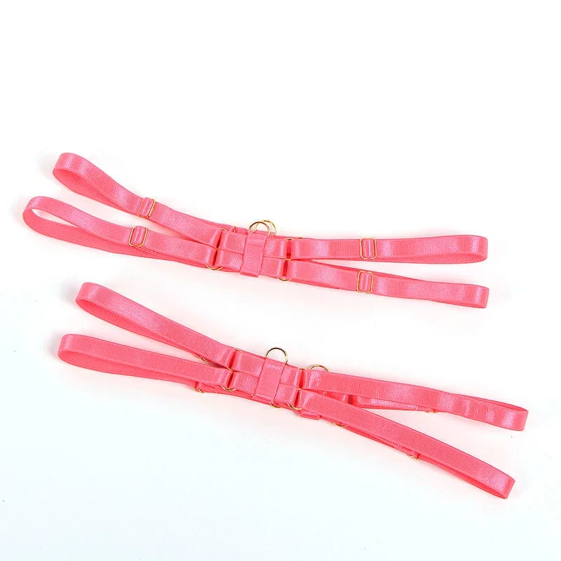 SUBBLIME - 955298 BH-SET MIT HALSKETTE UND BEINDETAILS FLUORESZIERENDES ROSA S/M