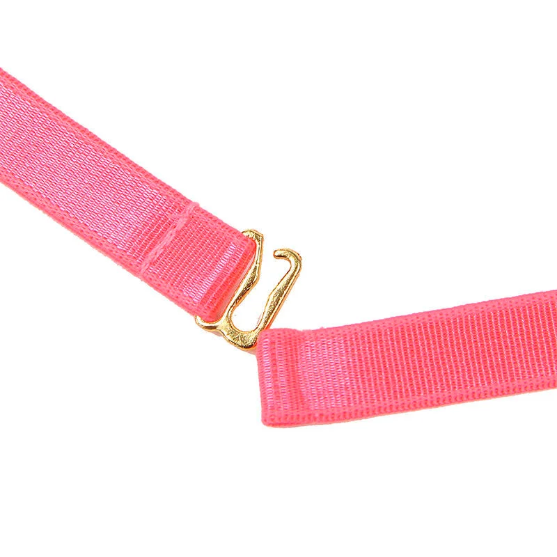 SUBBLIME - 955298 BH-SET MIT HALSKETTE UND BEINDETAILS FLUORESZIERENDES ROSA S/M