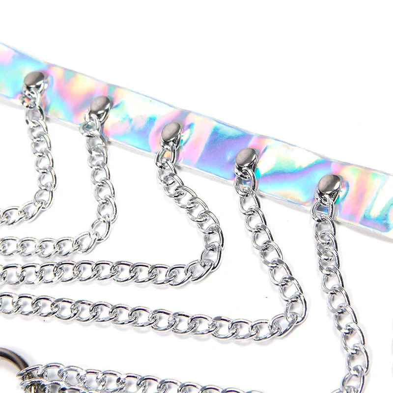 SUBBLIME – Brustgurt mit Ringen & Ketten Silber - One Size