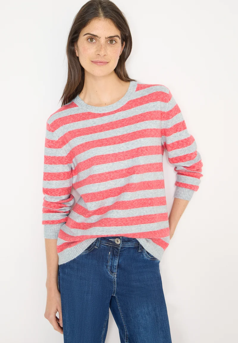 Gestreifter Melange Pullover