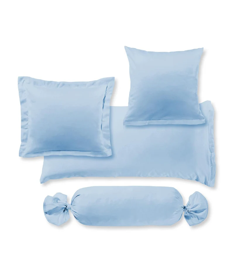 S-009100 | colours | fleuresse | Hellblauer Kissenbezug aus edlem Mako Satin | 6056 BLEU | 100% Baumwolle | 4043202097795