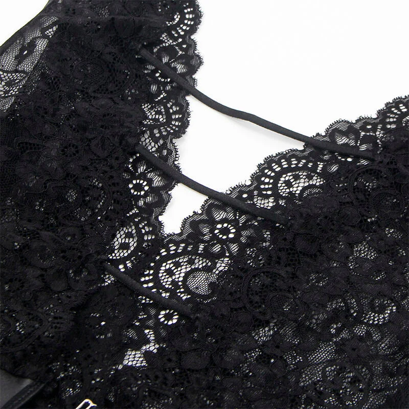 SUBBLIME - 954390 SEXY BODY MIT STRUMPFGÜRTEL SCHWARZ L/XL