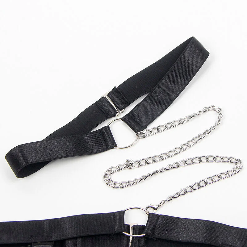 SUBBLIME - 954390 SEXY BODY MIT STRUMPFGÜRTEL SCHWARZ L/XL