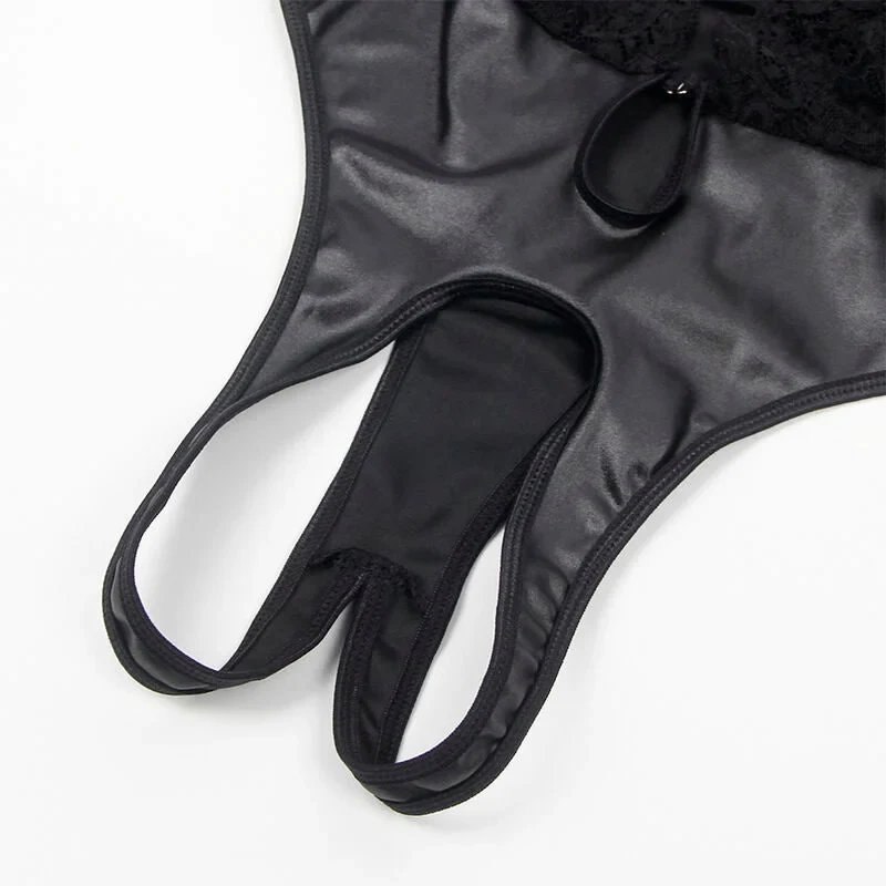SUBBLIME - 954383 SEXY BODY MIT STRUMPFGÜRTEL SCHWARZ S/M