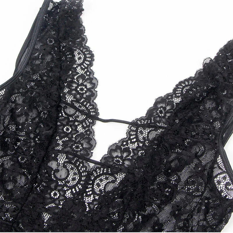 SUBBLIME - 954383 SEXY BODY MIT STRUMPFGÜRTEL SCHWARZ S/M