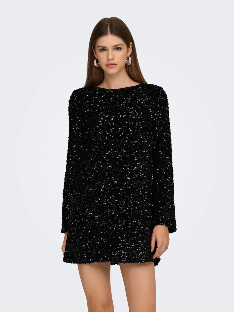 ONLANIKA SEQUINS LS BOW DRESS WVN CS