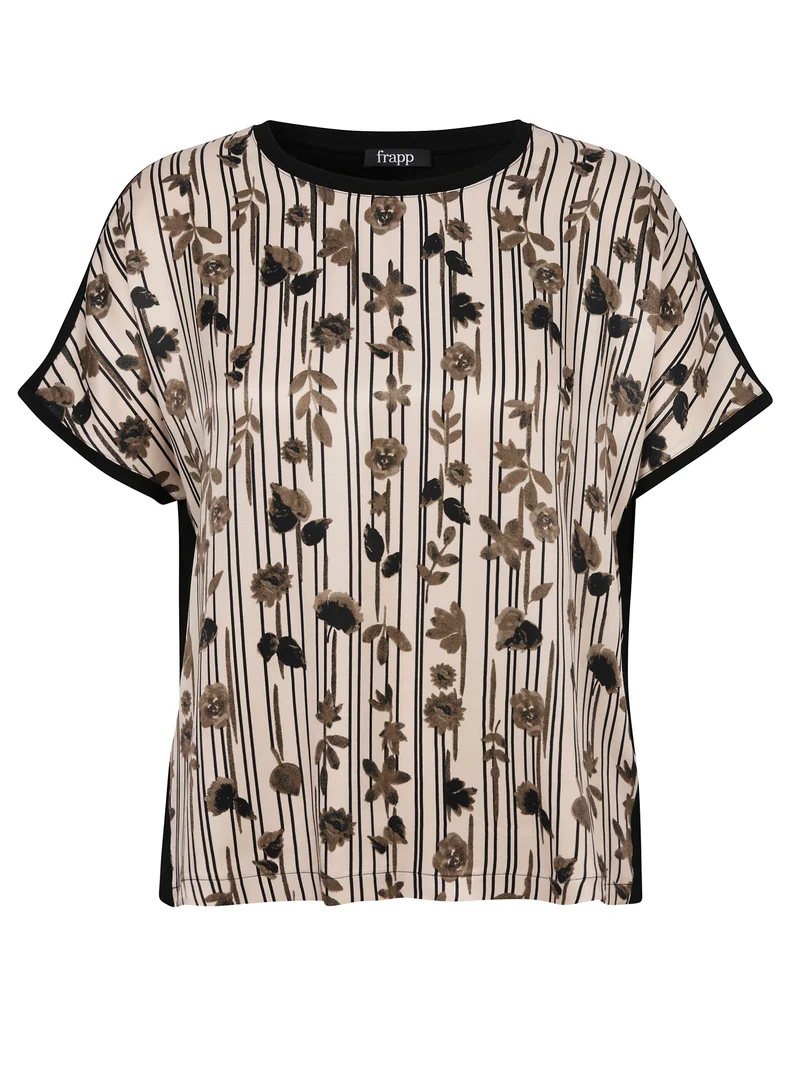 Bluse Rundhals ohne Arm Druck
