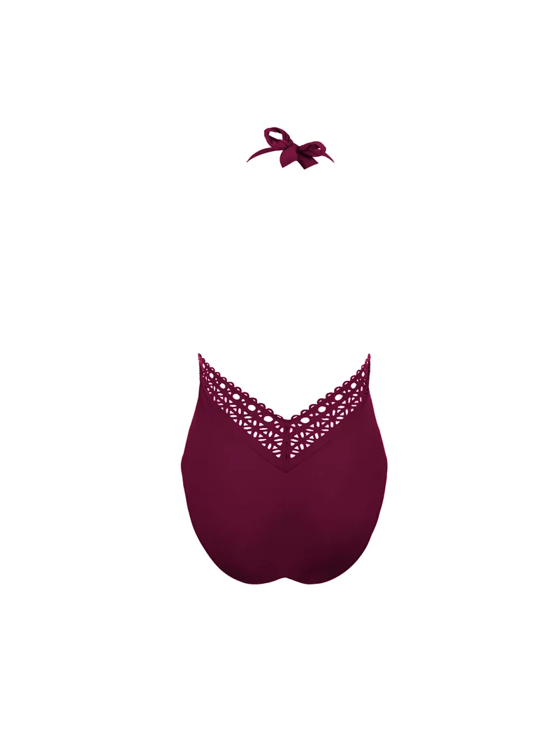 Lise Charmel Bademode - Ajourage Couture Neckholder-Badeanzug mit tiefem Ausschnitt vorne und hinten Ajourage Prune