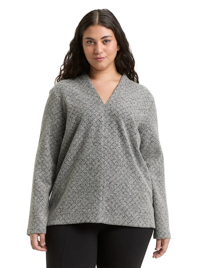 Plus Size - Sweatshirt mit V-Ausschnitt