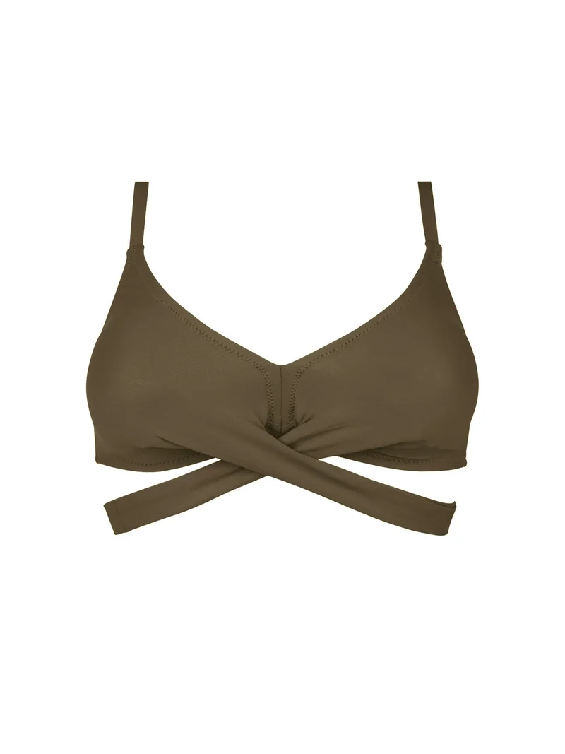 Antigel Swimwear von Lise Charmel – La Chiquissima, weich gepolsterter Triangel-Bikini mit Bändern, Kaki Chic
