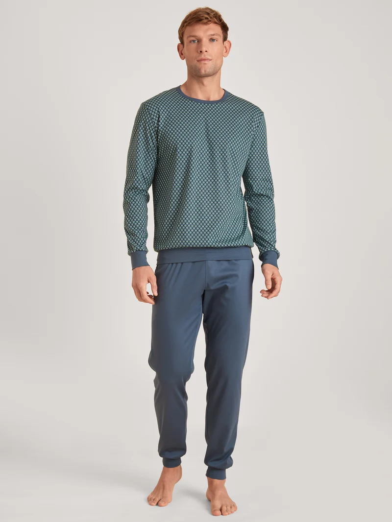 HERREN Pyjama mit Bündchen, vintage indigo