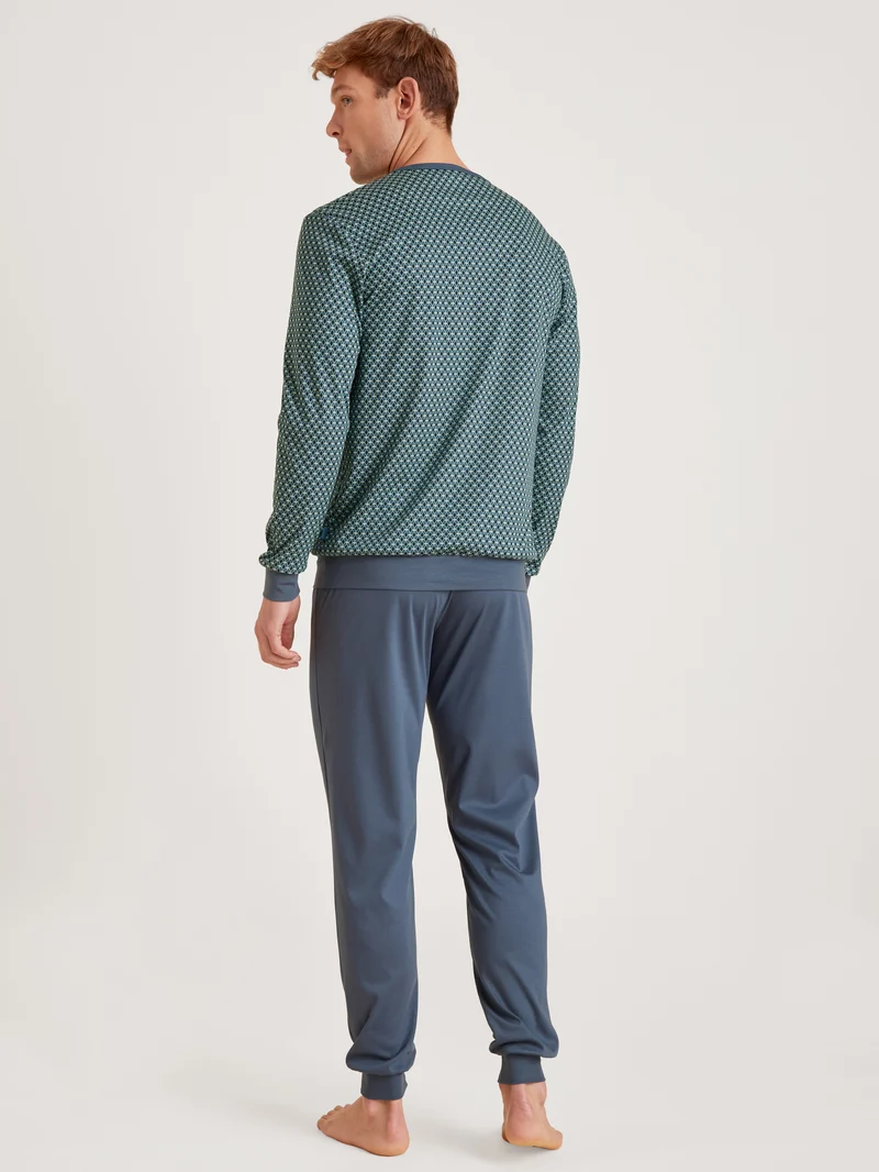 HERREN Pyjama mit Bündchen, vintage indigo