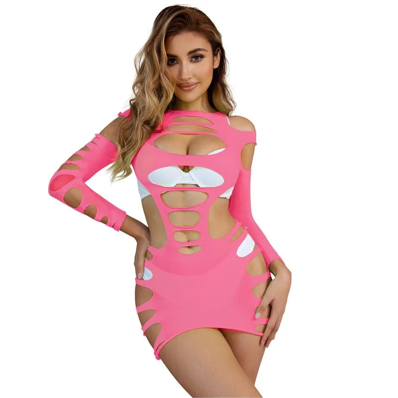 SUBBLIME – 952273 Langärmliges Netz-Kleid, Rosa