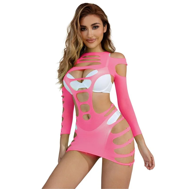 SUBBLIME – 952273 Langärmliges Netz-Kleid, Rosa