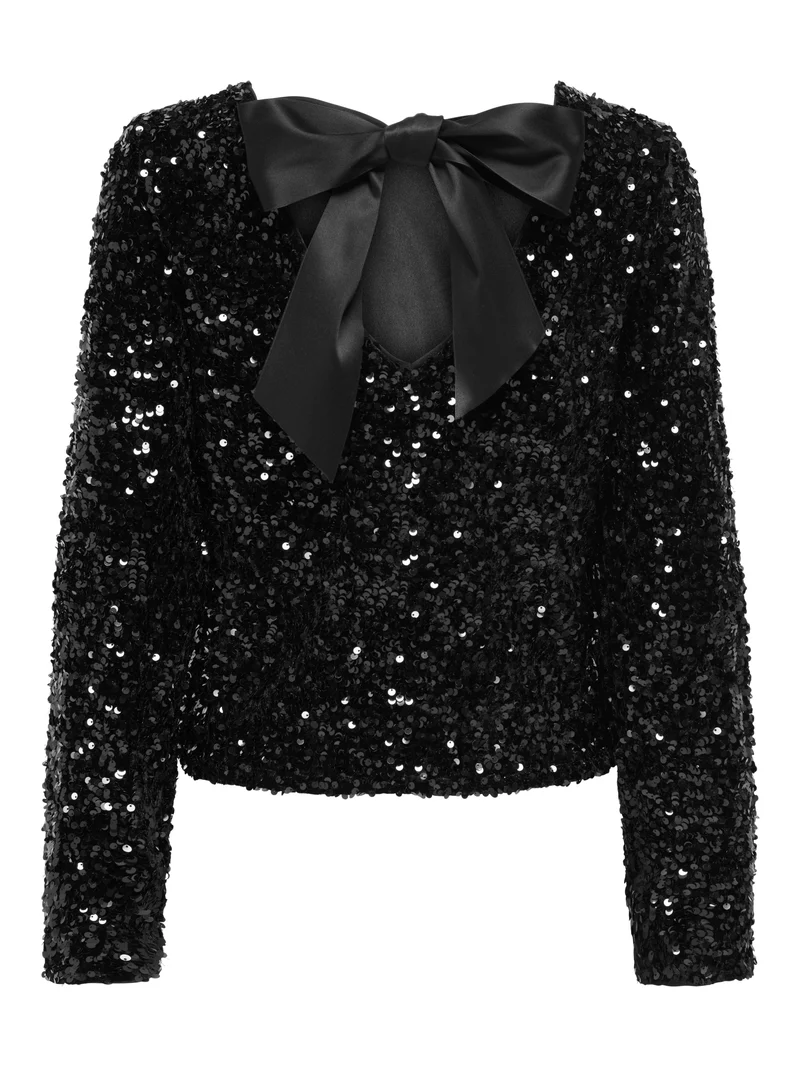 ONLCONFIDENCE L/S SEQUIN BOW TOP JRS