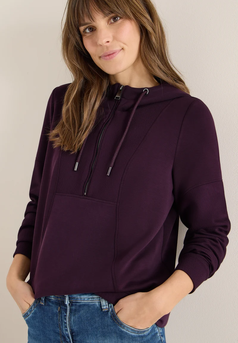 Troyer-Sweatshirt mit Kapuze