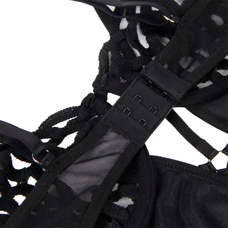 SUBBLIME - 954055 SEXY SPITZEN-BODY SCHWARZ S/M