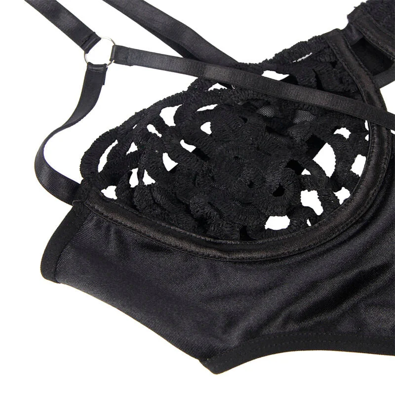 SUBBLIME - 954055 SEXY SPITZEN-BODY SCHWARZ S/M
