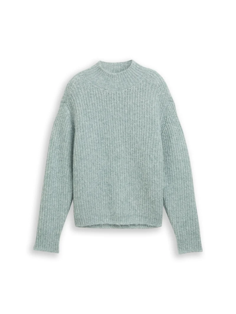 Relaxed Fit Strickpullover mit Stehkragen