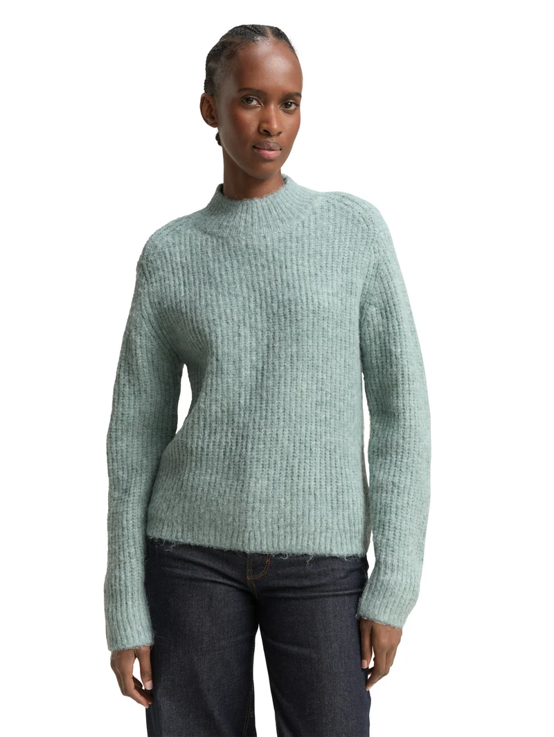 Relaxed Fit Strickpullover mit Stehkragen