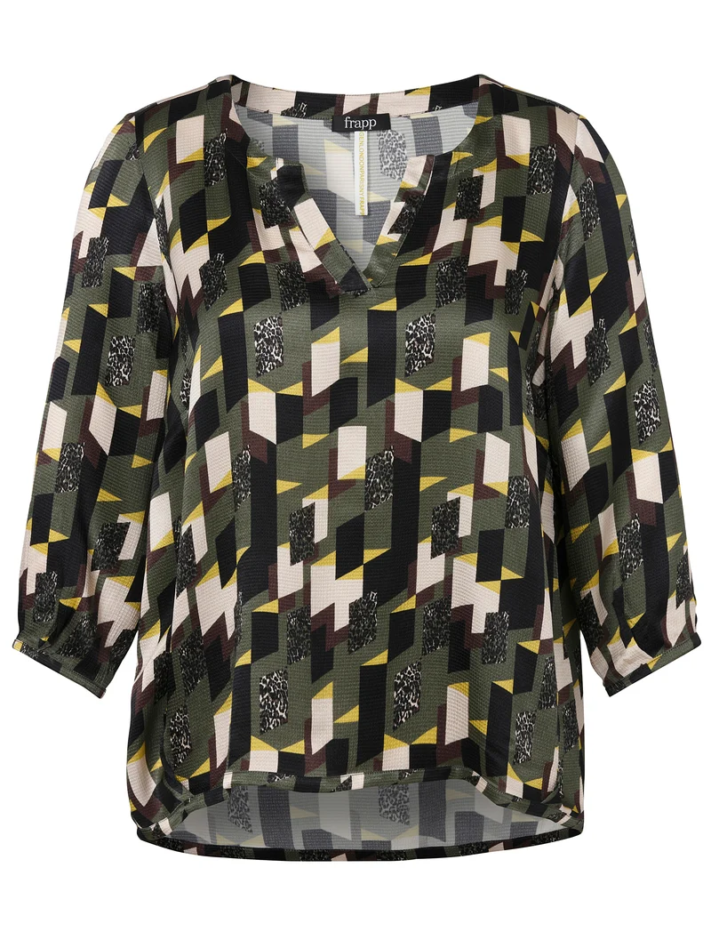 Bluse V-Ausschnitt 3/4 Arm Druck
