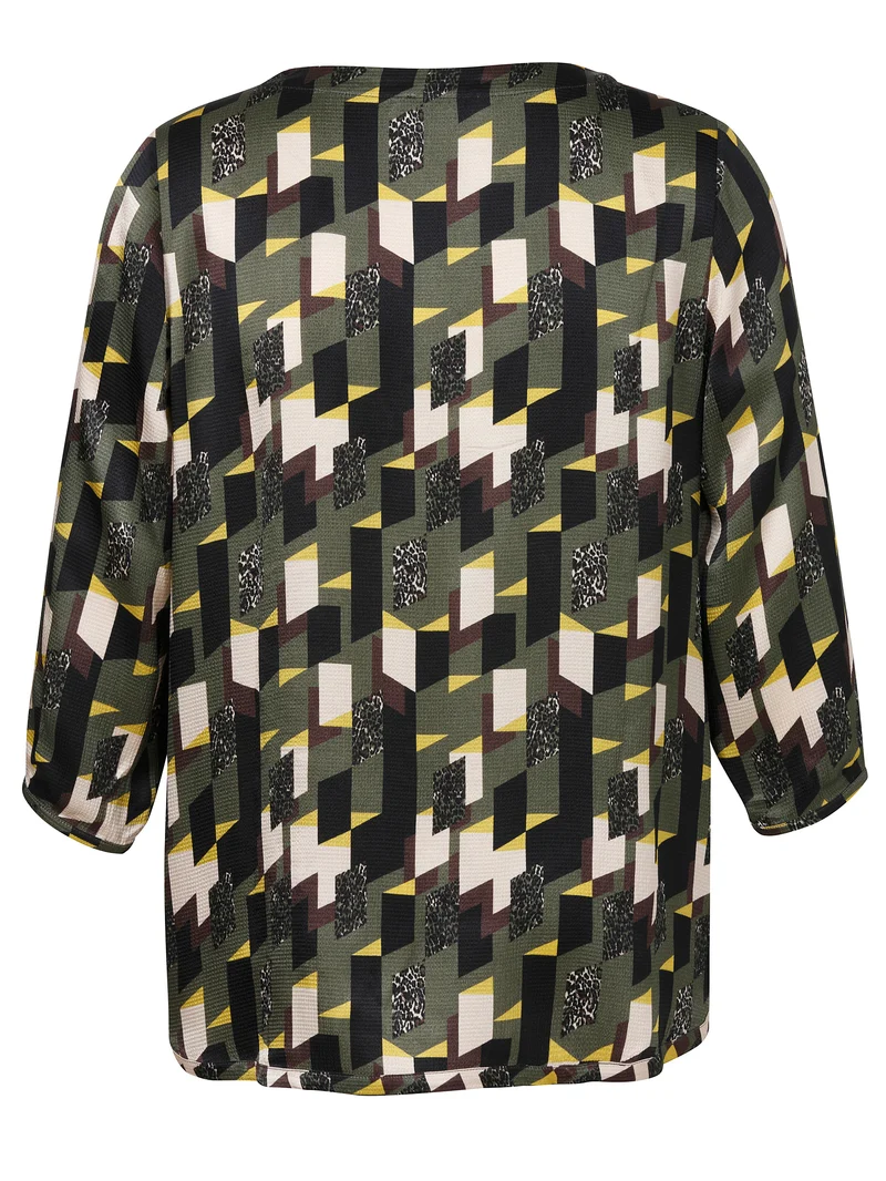 Bluse V-Ausschnitt 3/4 Arm Druck
