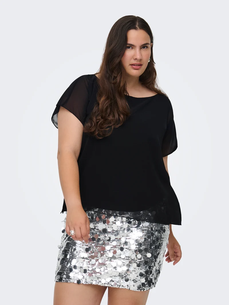 CARCOKO SS O-NECK TOP WVN