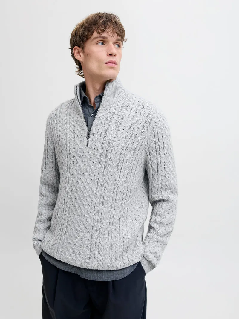 JPRBLUSEAN KNIT CABLE HALF ZIP SN