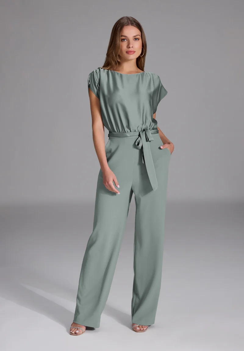 Jumpsuit aus Material-Mix