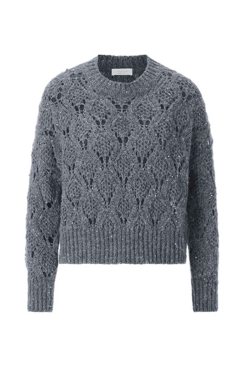 Ajour Sequince Pullover, shadow grey